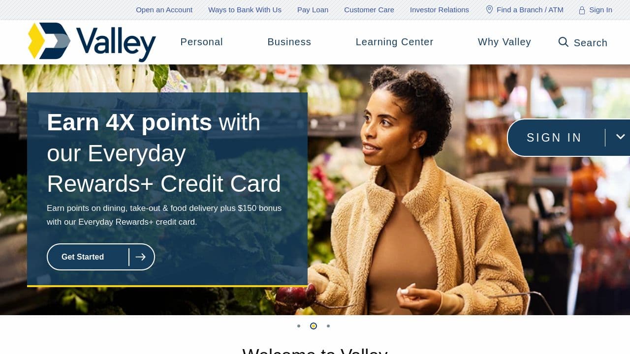 Valley Commercial Banking website screenshot