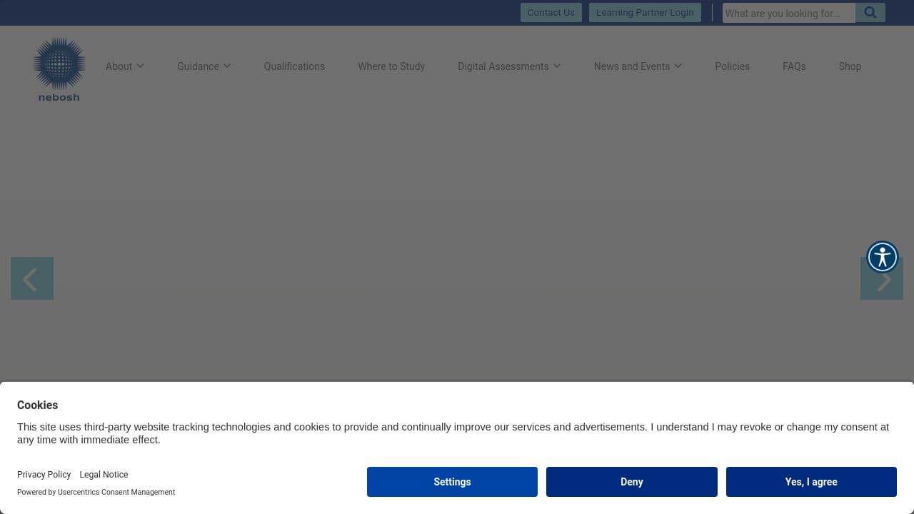 NEBOSH website screenshot