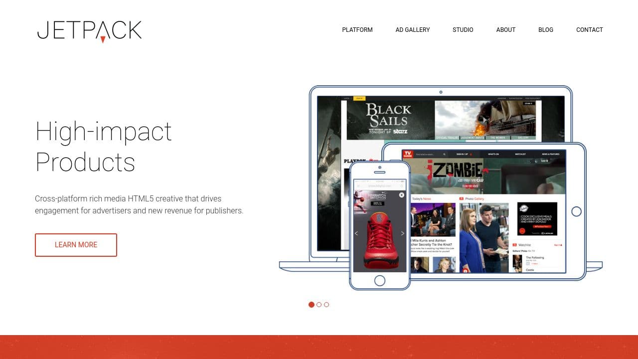 Jetpack website screenshot