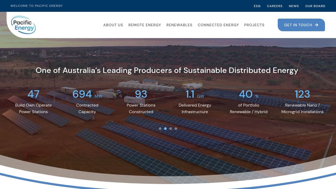 Pacific Energy website screenshot