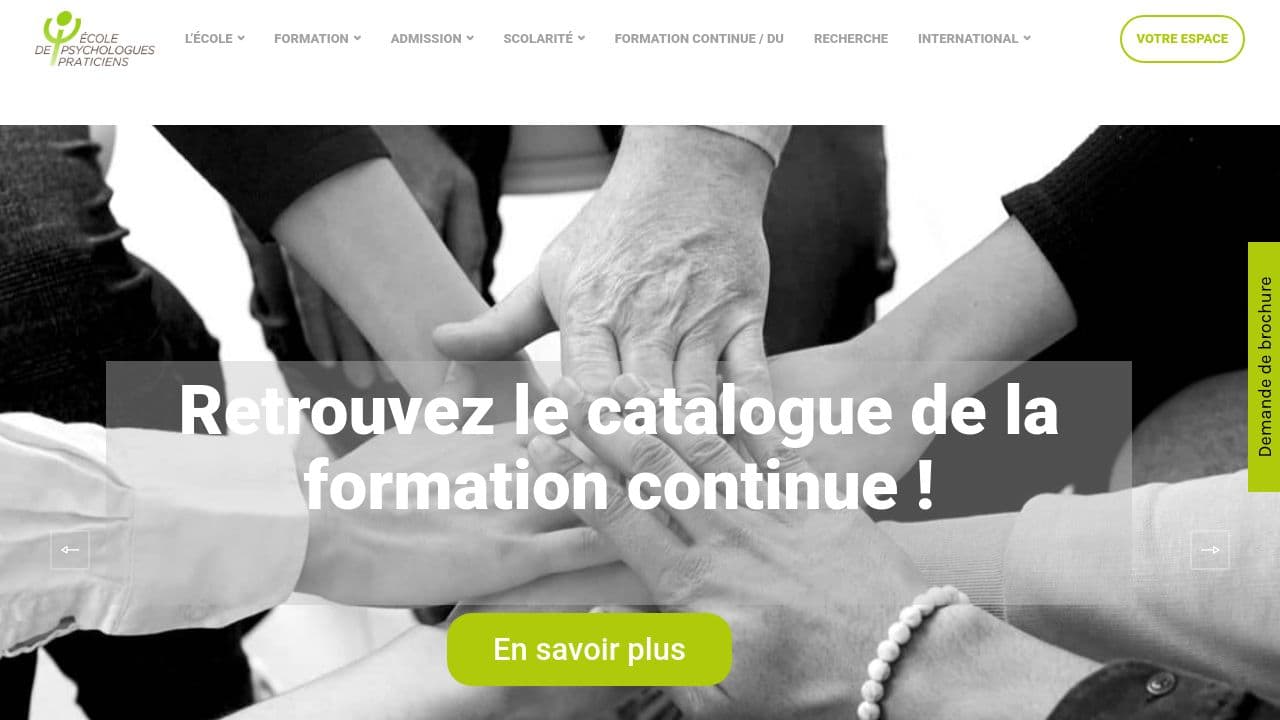 Ecole de Psychologues Praticiens website screenshot