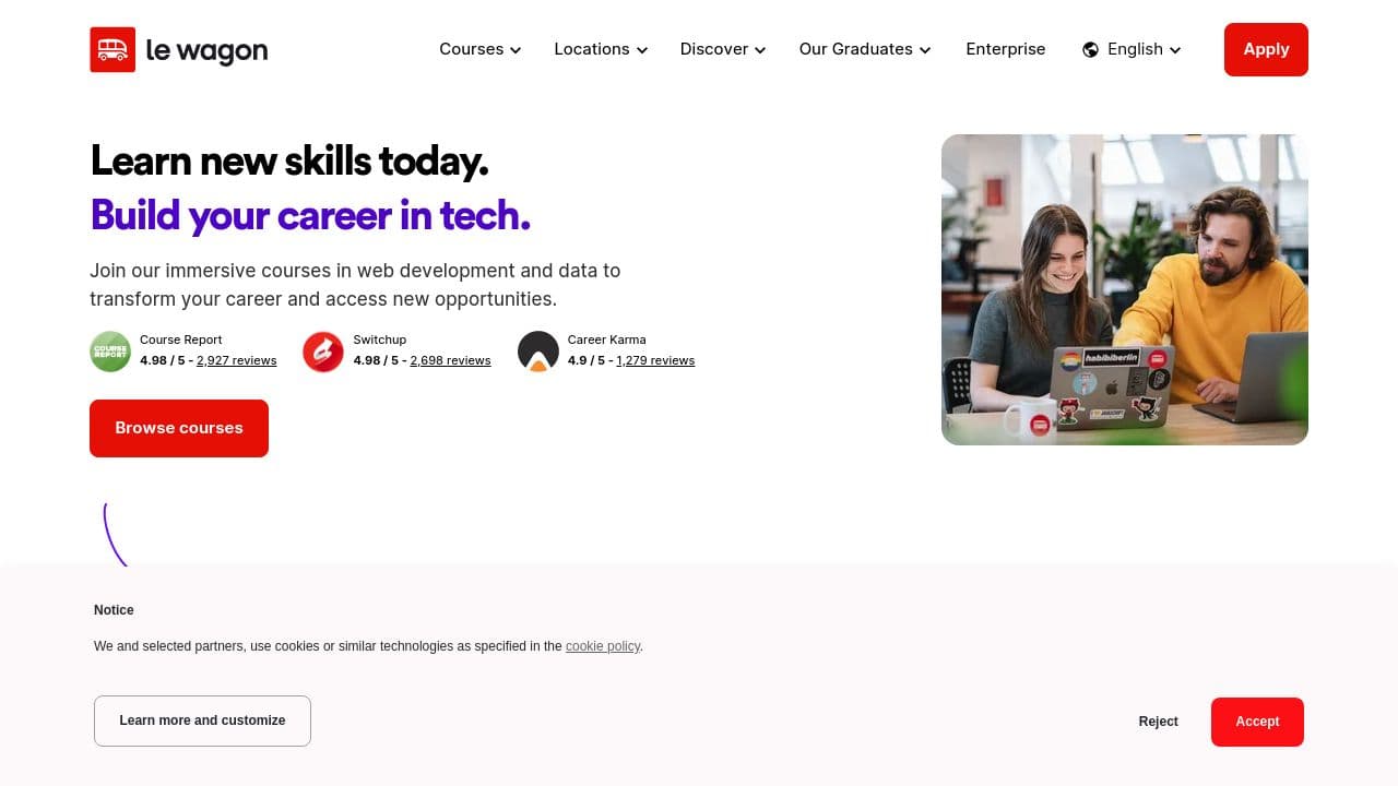 le wagon website screenshot