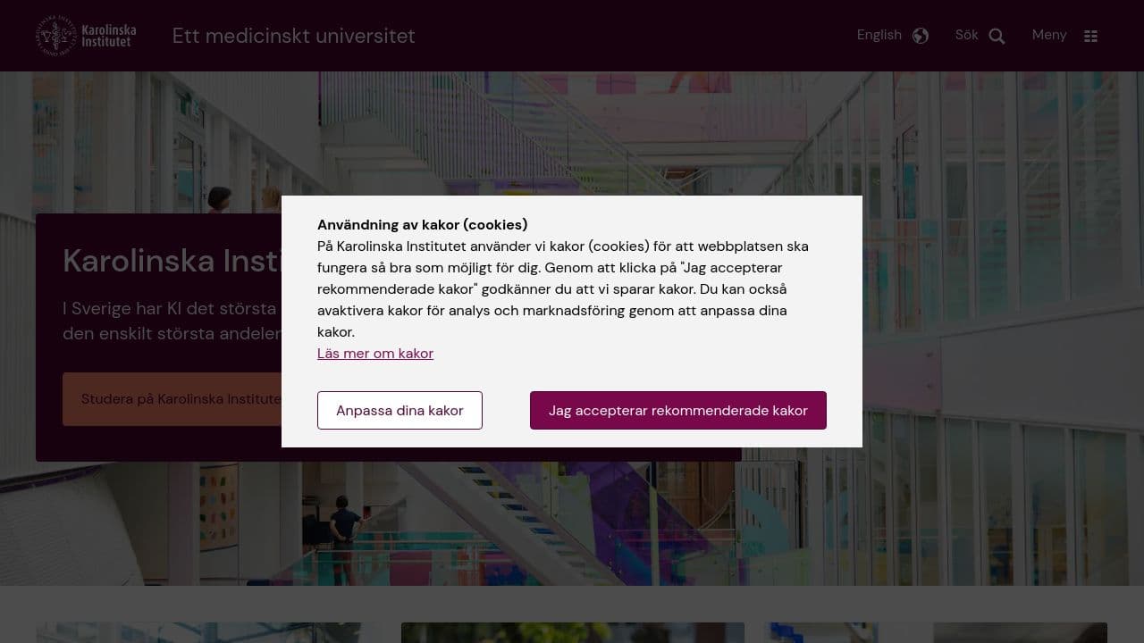 karolinska institutet website screenshot