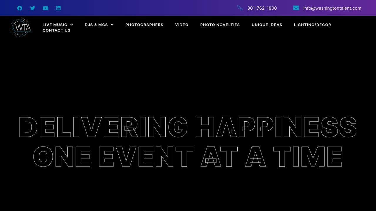 Washington Talent Agency website screenshot