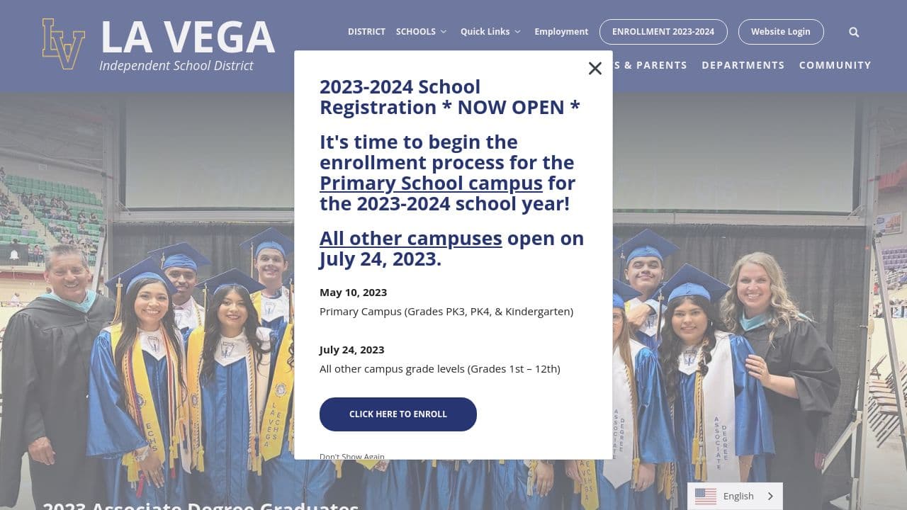 La Vega High School website screenshot