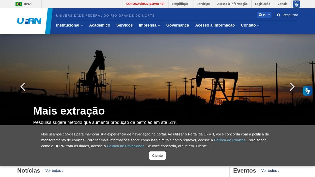 Universidade Federal do Rio Grande do Norte website screenshot