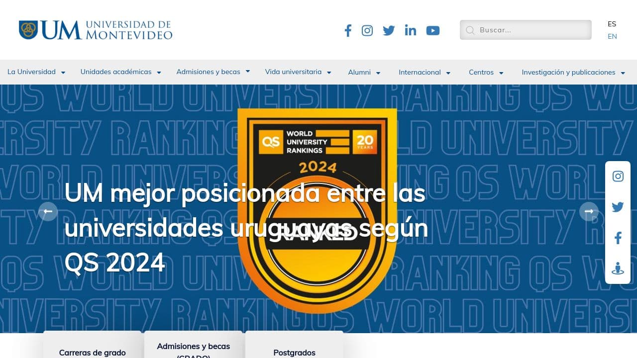 Universidad de Montevideo website screenshot