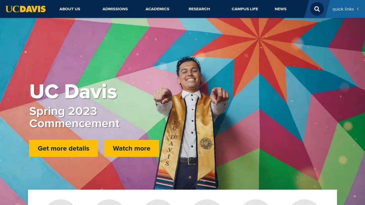 University of California, Davis website screenshot