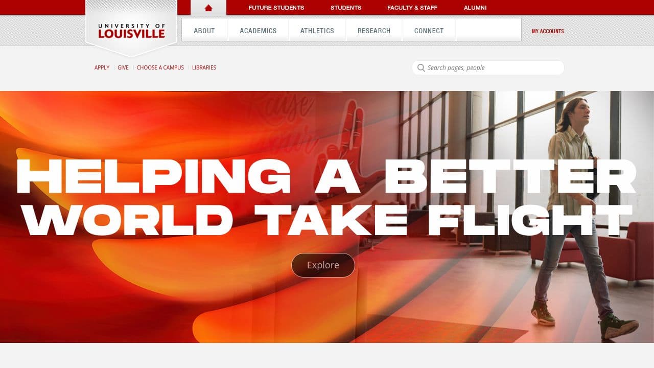 University of Louisville website screenshot