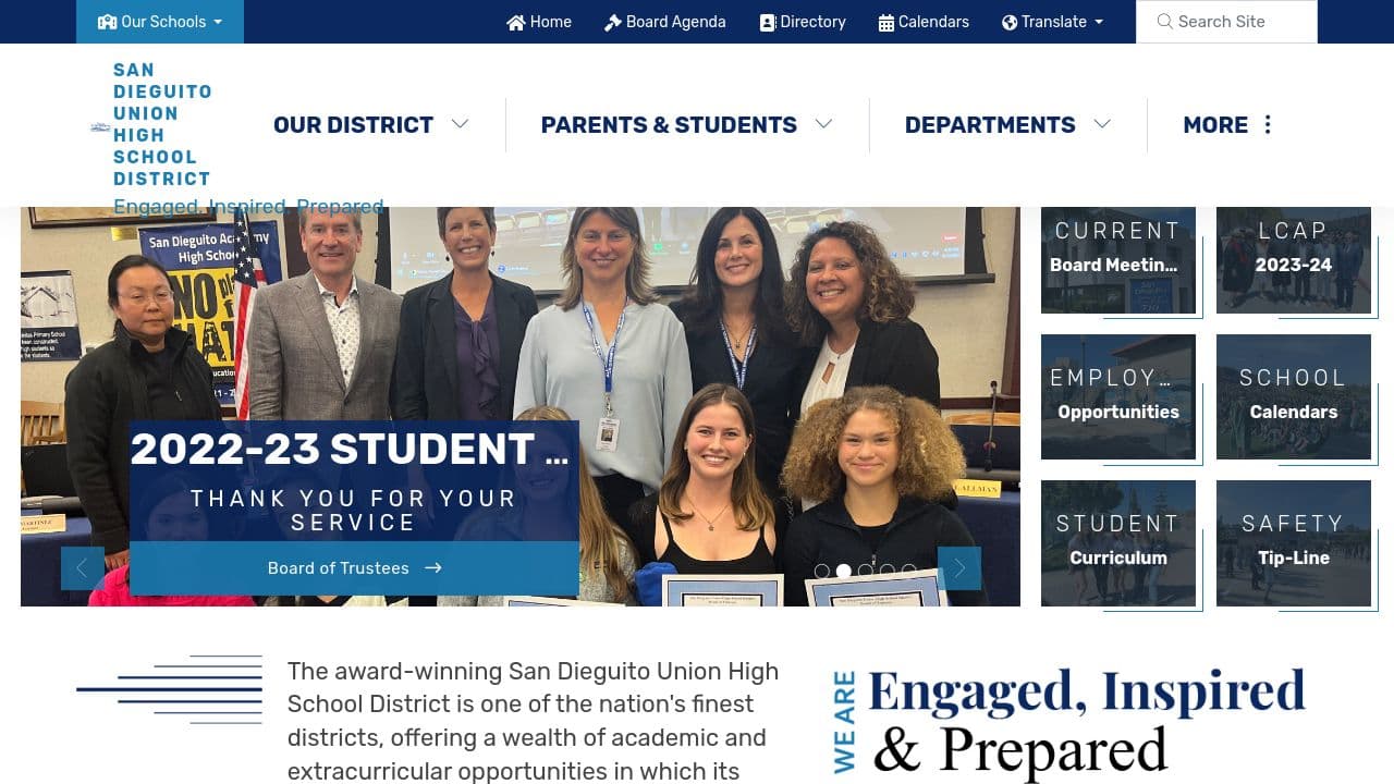 La Costa Canyon High School website screenshot