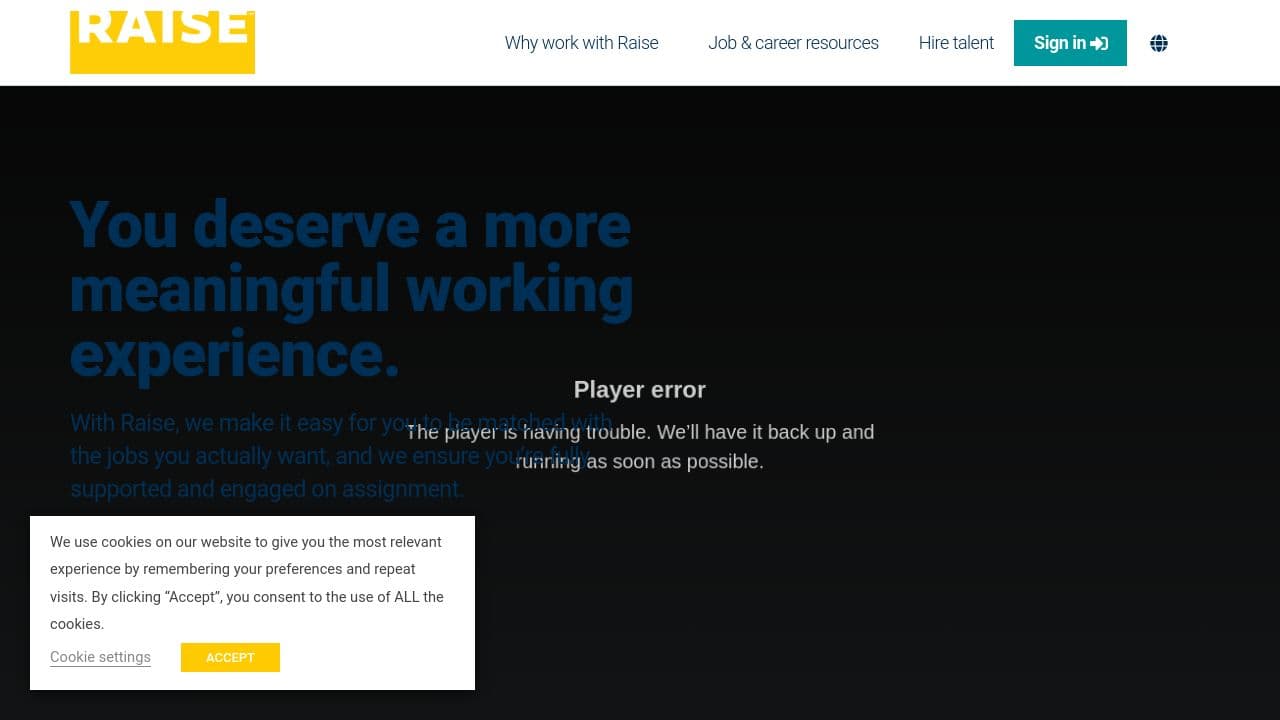 Raise Workforce website screenshot