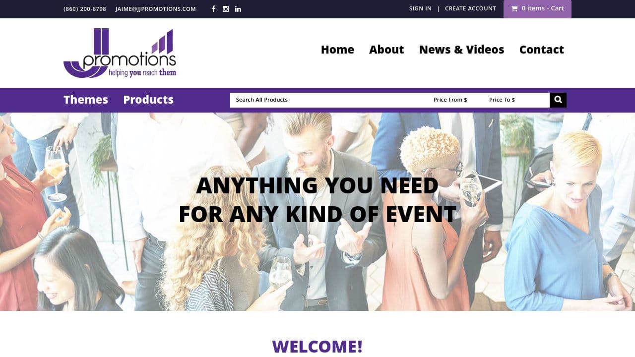 JJ Promotions website screenshot