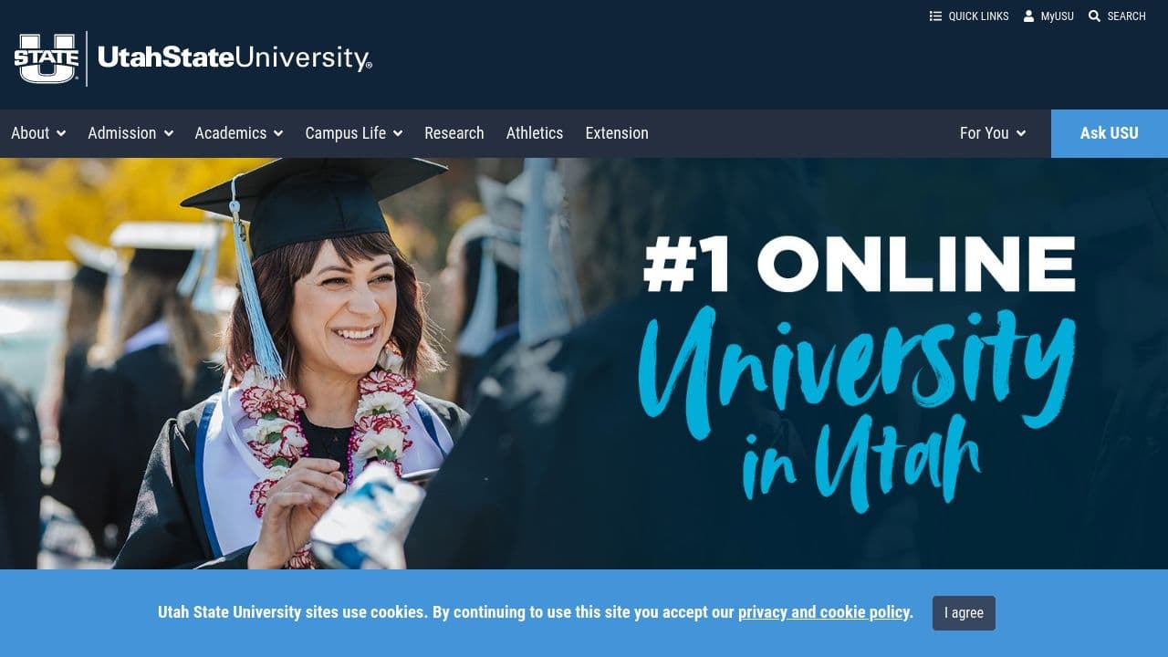 Utah State University website screenshot
