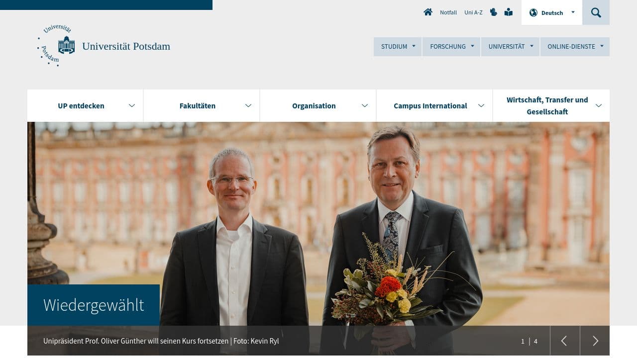 University of Potsdam website screenshot
