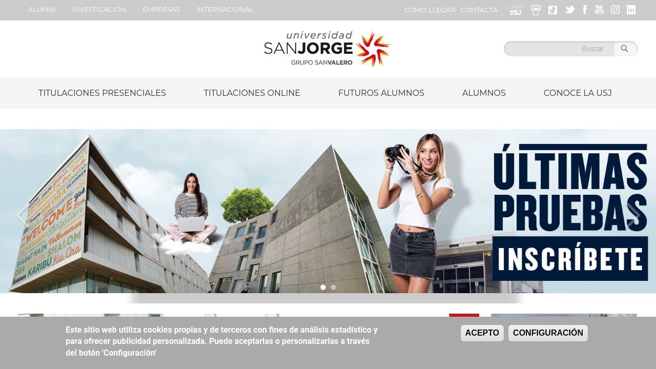 Universidad San Jorge website screenshot