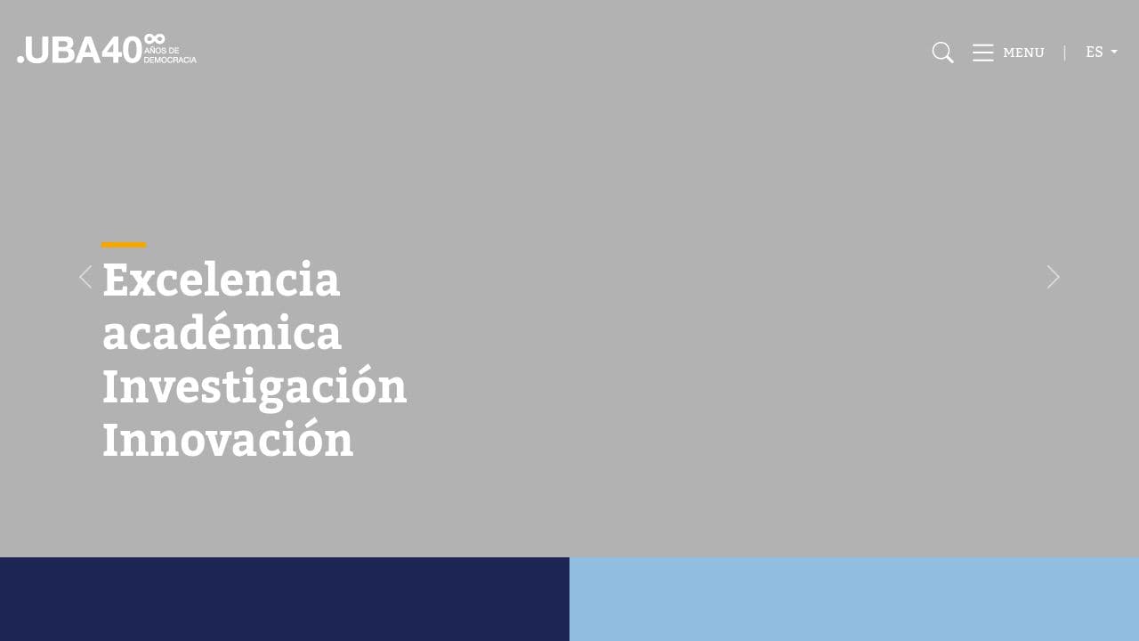 University of Buenos Aires website screenshot