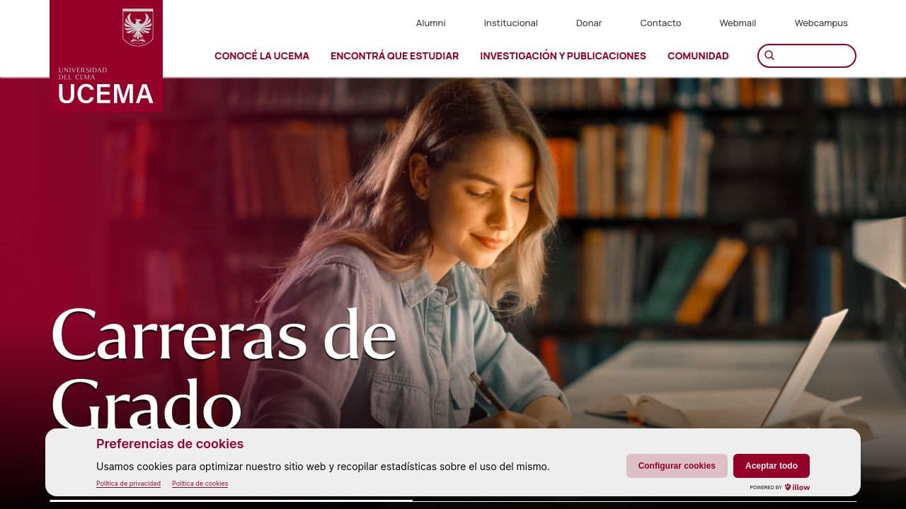 Universidad del CEMA website screenshot