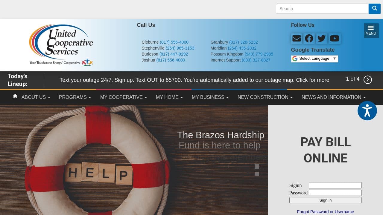 United Cooperative Services website screenshot