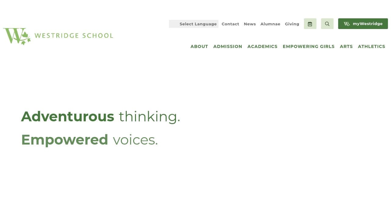westridge school website screenshot
