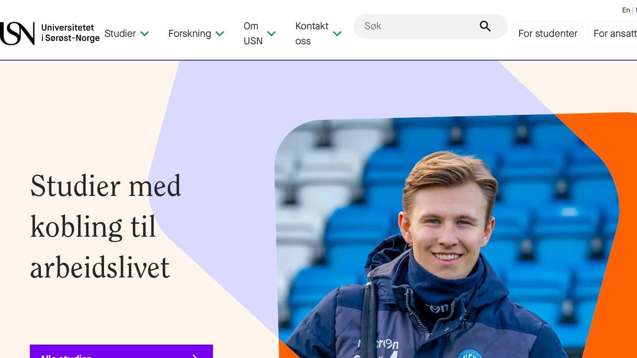 University of South-Eastern Norway website screenshot