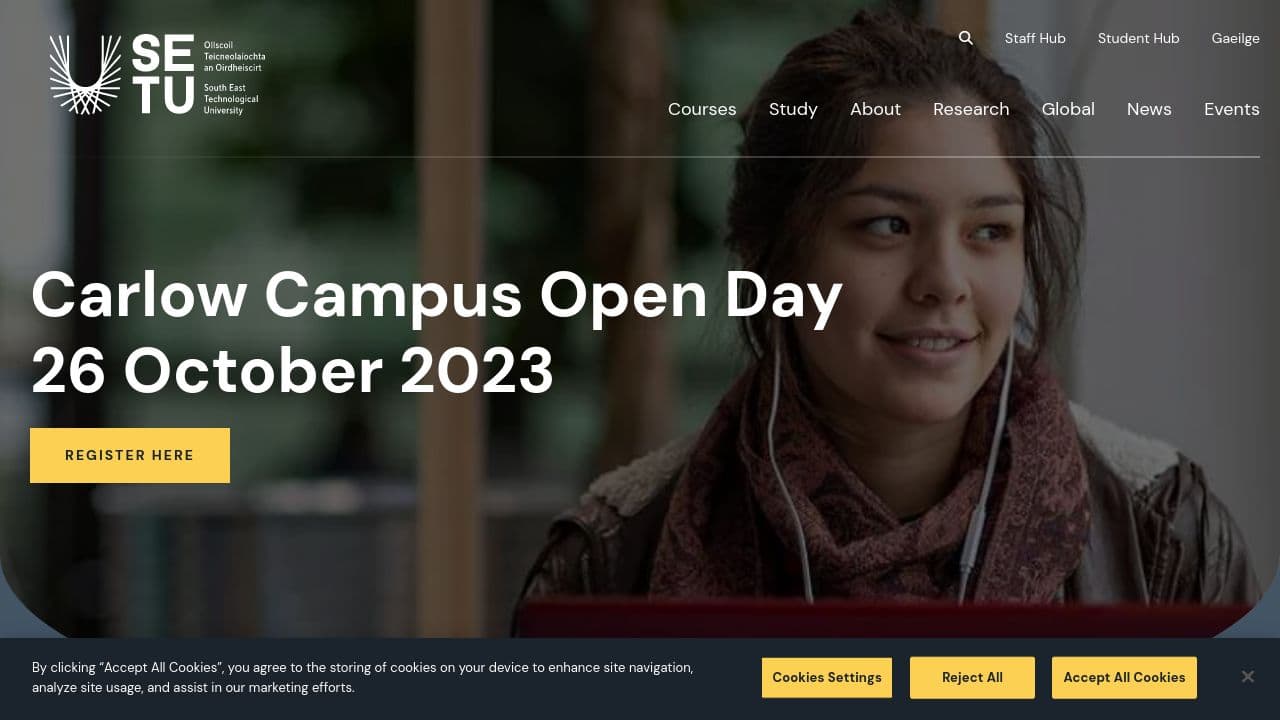 Waterford Institute of Technology website screenshot