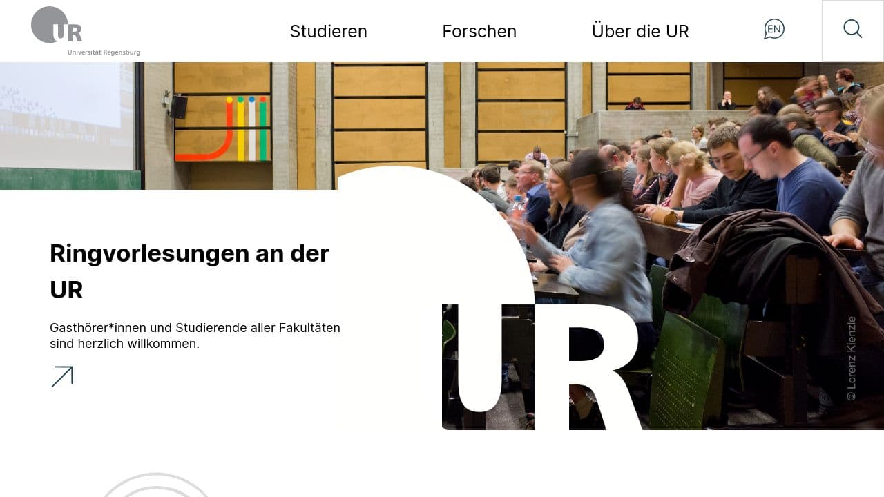 University of Regensburg website screenshot