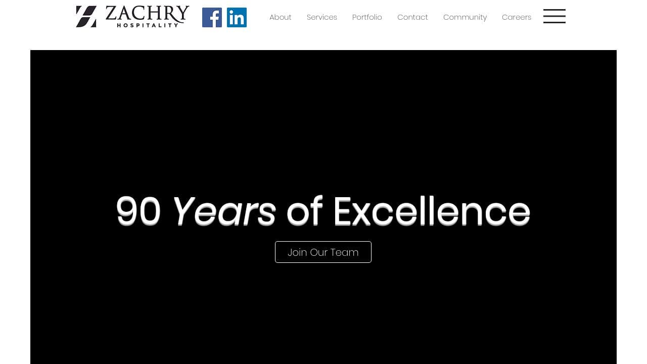 Zachry Hotels website screenshot