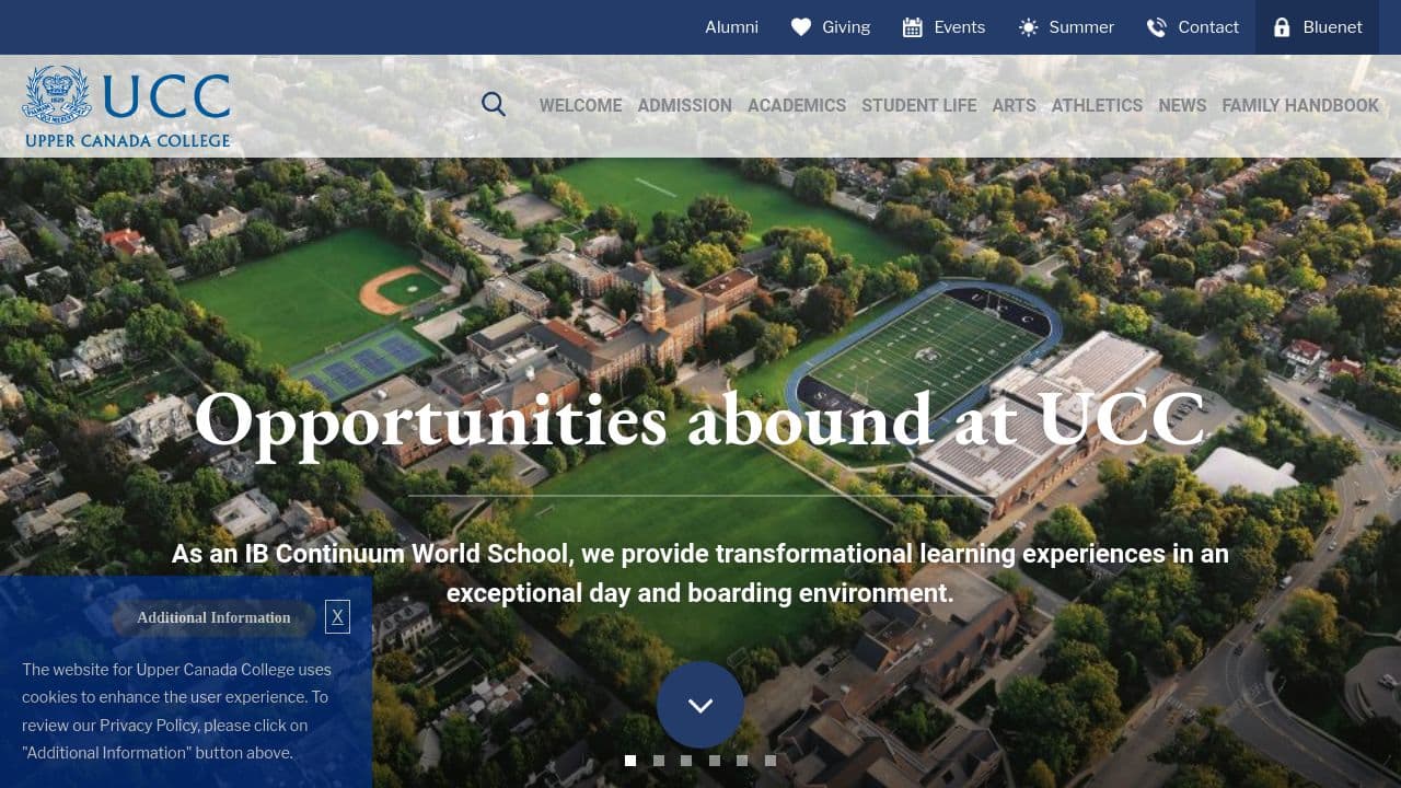 Upper Canada College website screenshot