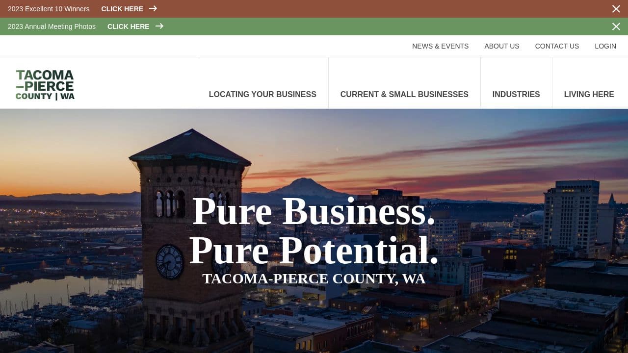 Economic Development Board for Tacoma-Pierce County website screenshot