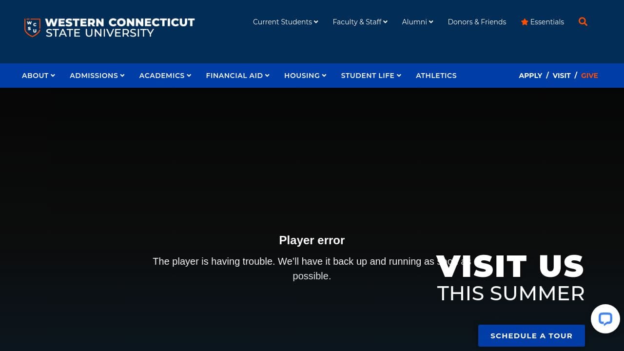 Western Connecticut State University website screenshot