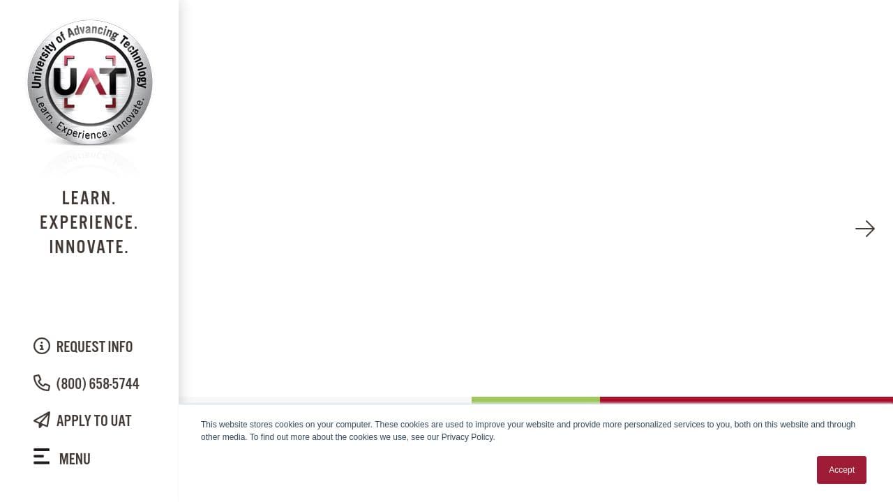 University of Advancing Technology website screenshot