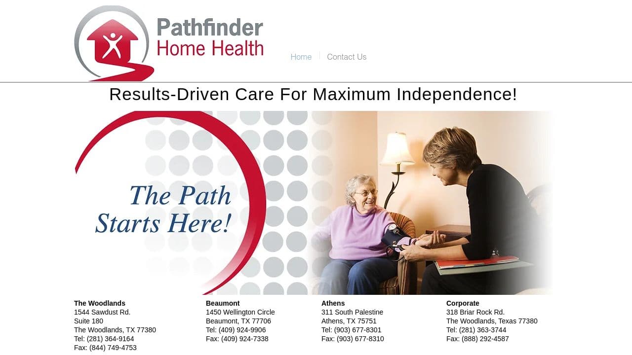 Pathfinder Home Health website screenshot