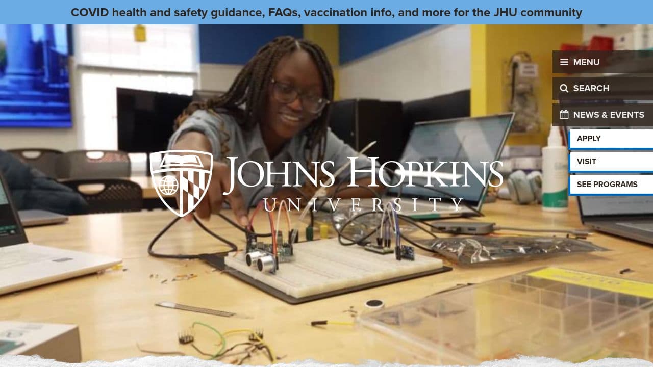 johns hopkins bloomberg school of public health website screenshot