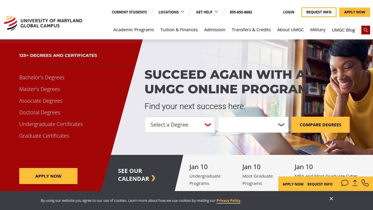 University of Maryland Global Campus website screenshot
