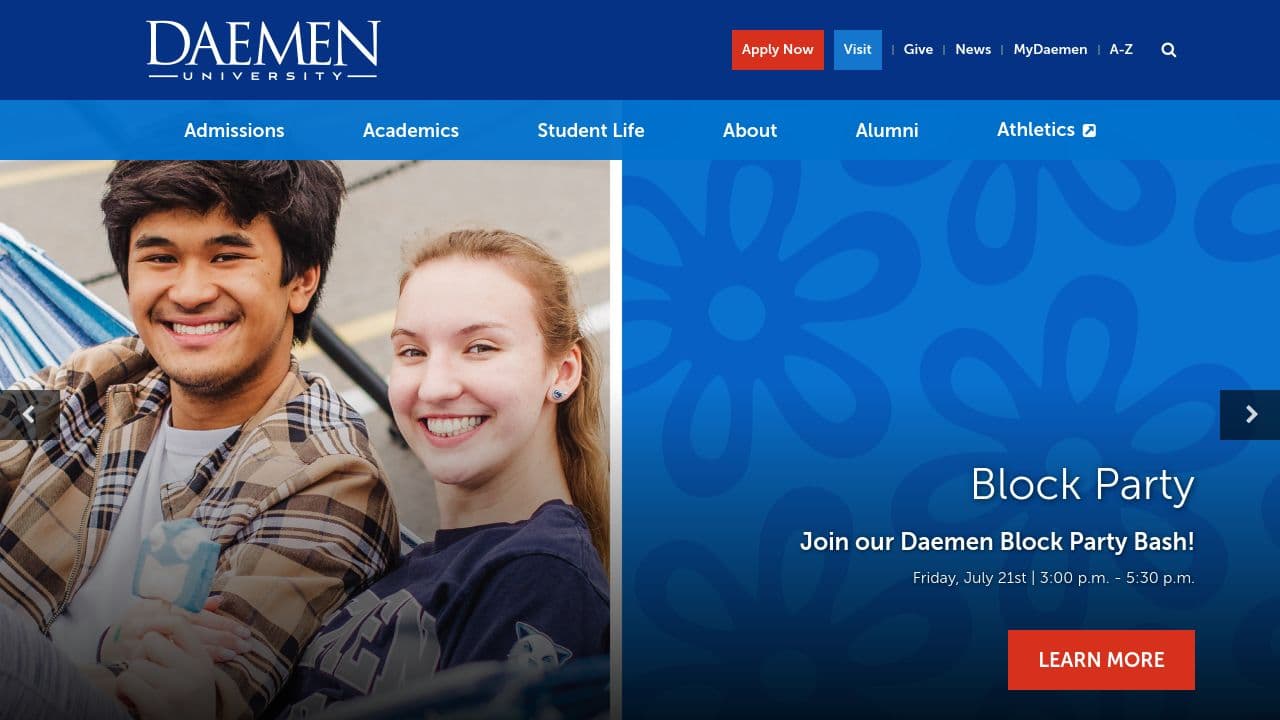 Daemen University website screenshot