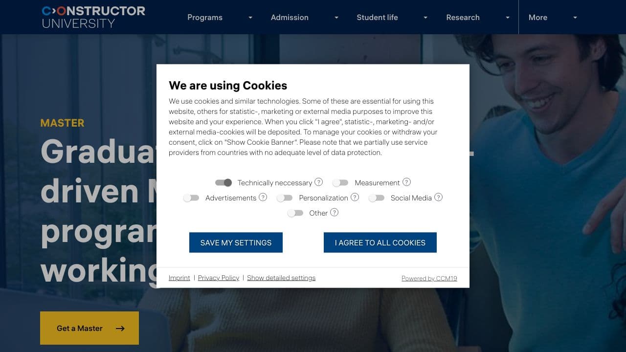 Jacobs University Bremen website screenshot