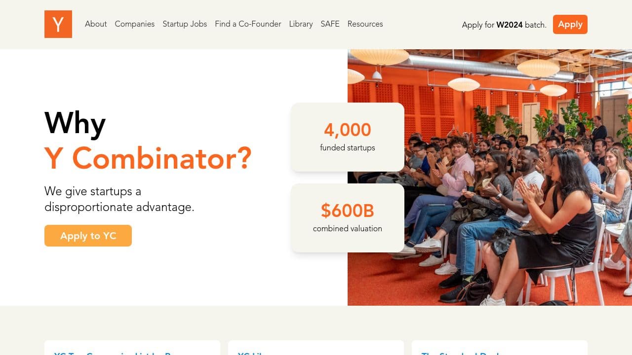 Y Combinator website screenshot