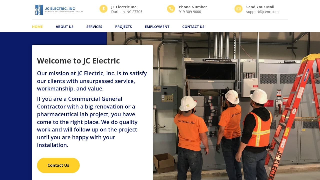 JC Electric, Inc. website screenshot