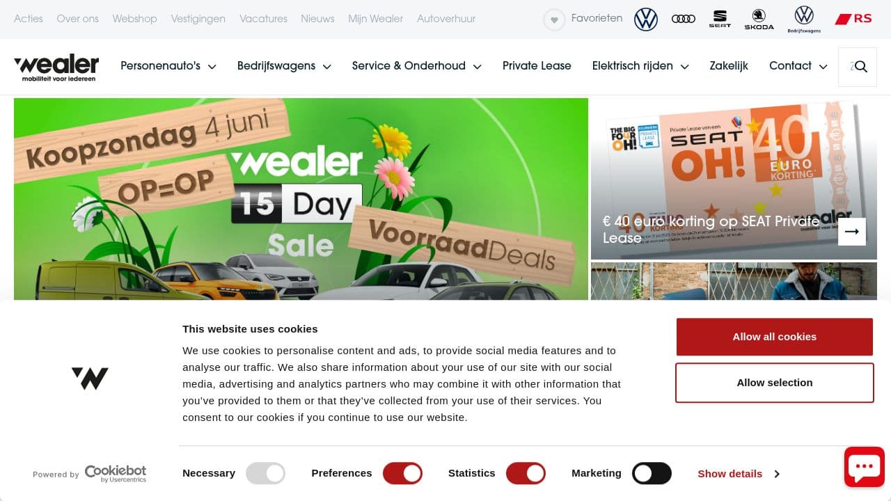 Wealer Autogroep website screenshot
