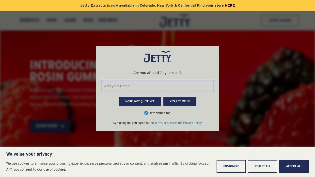 Jetty Extracts website screenshot