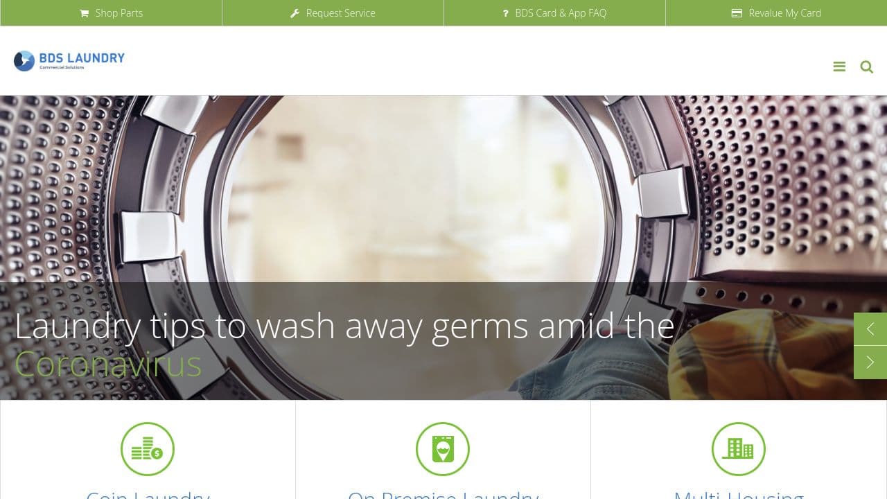 BDS Laundry Systems website screenshot