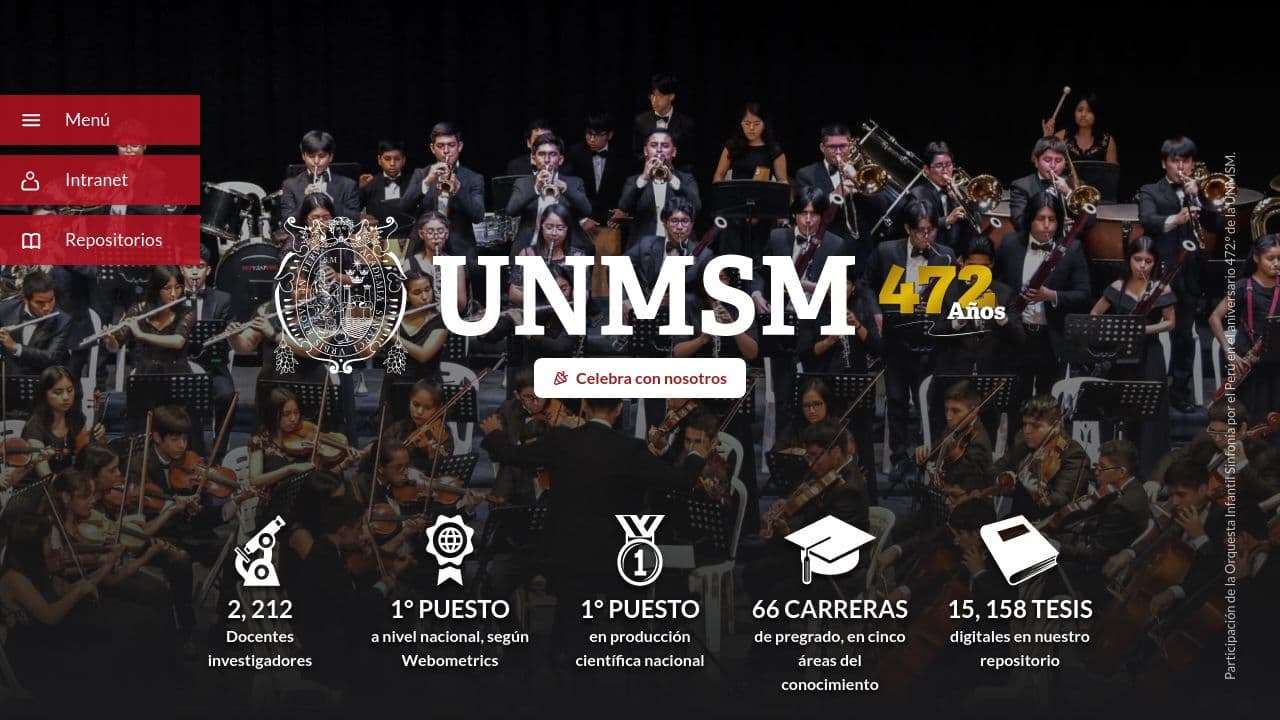 Universidad Nacional Mayor de San Marcos website screenshot