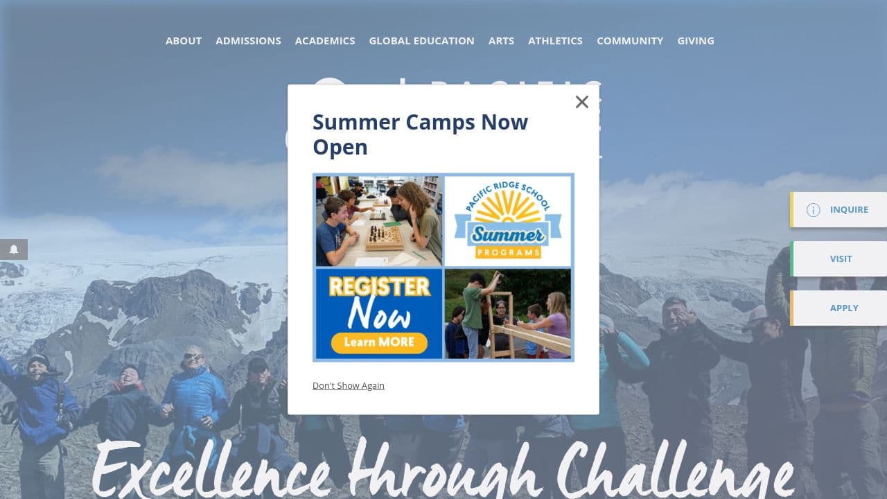 Pacific Ridge School website screenshot