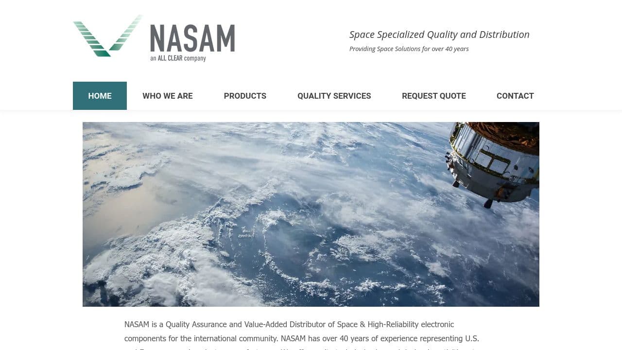 NASAM, an ALL CLEAR Company website screenshot
