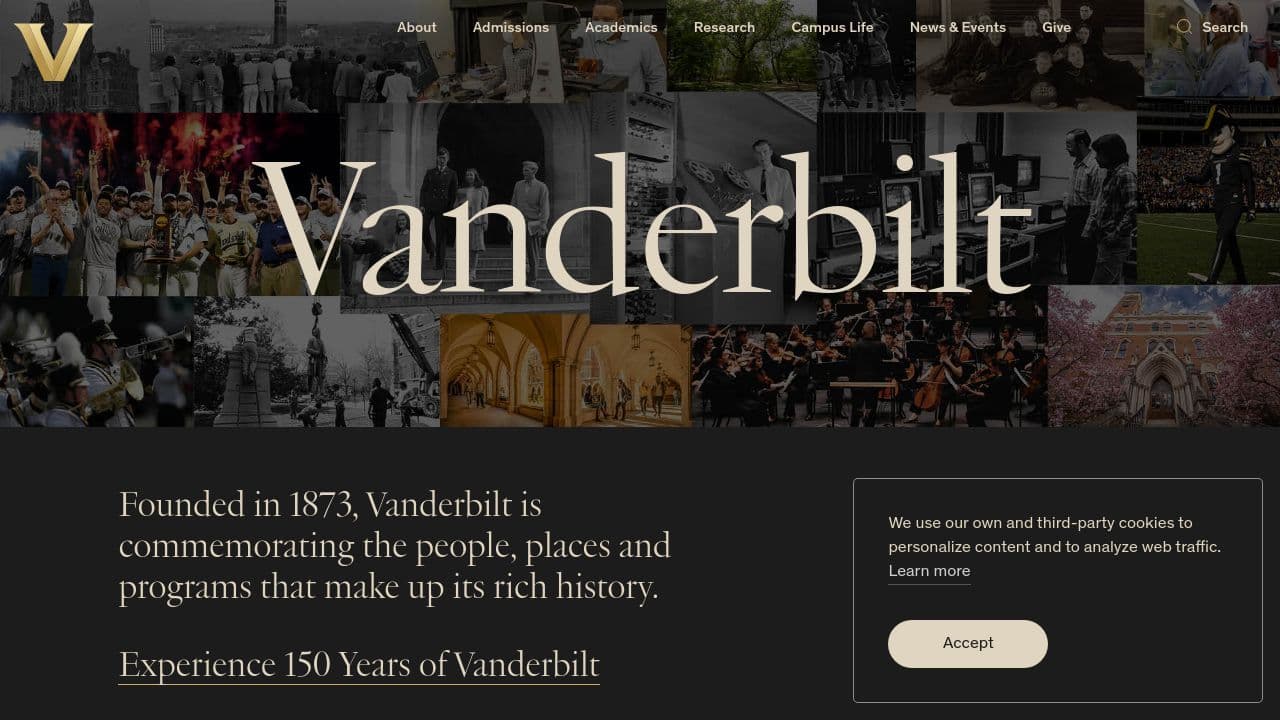Vanderbilt University website screenshot
