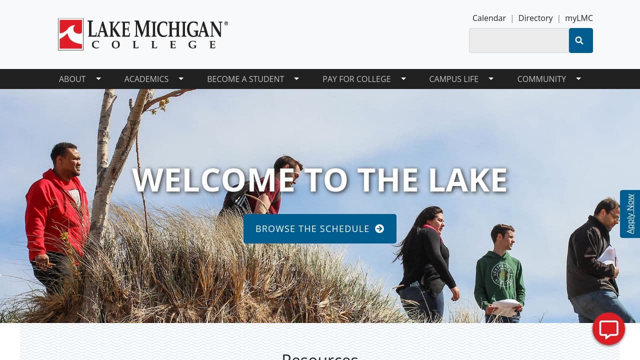 Lake Michigan College website screenshot