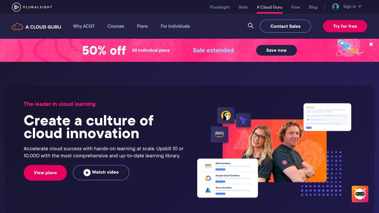 A Cloud Guru | A Pluralsight Company website screenshot