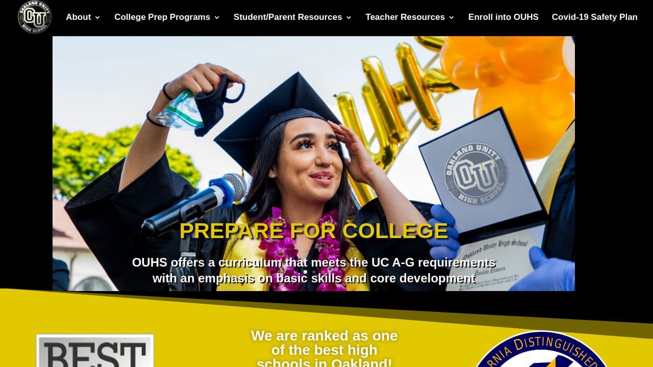 Unity High School website screenshot