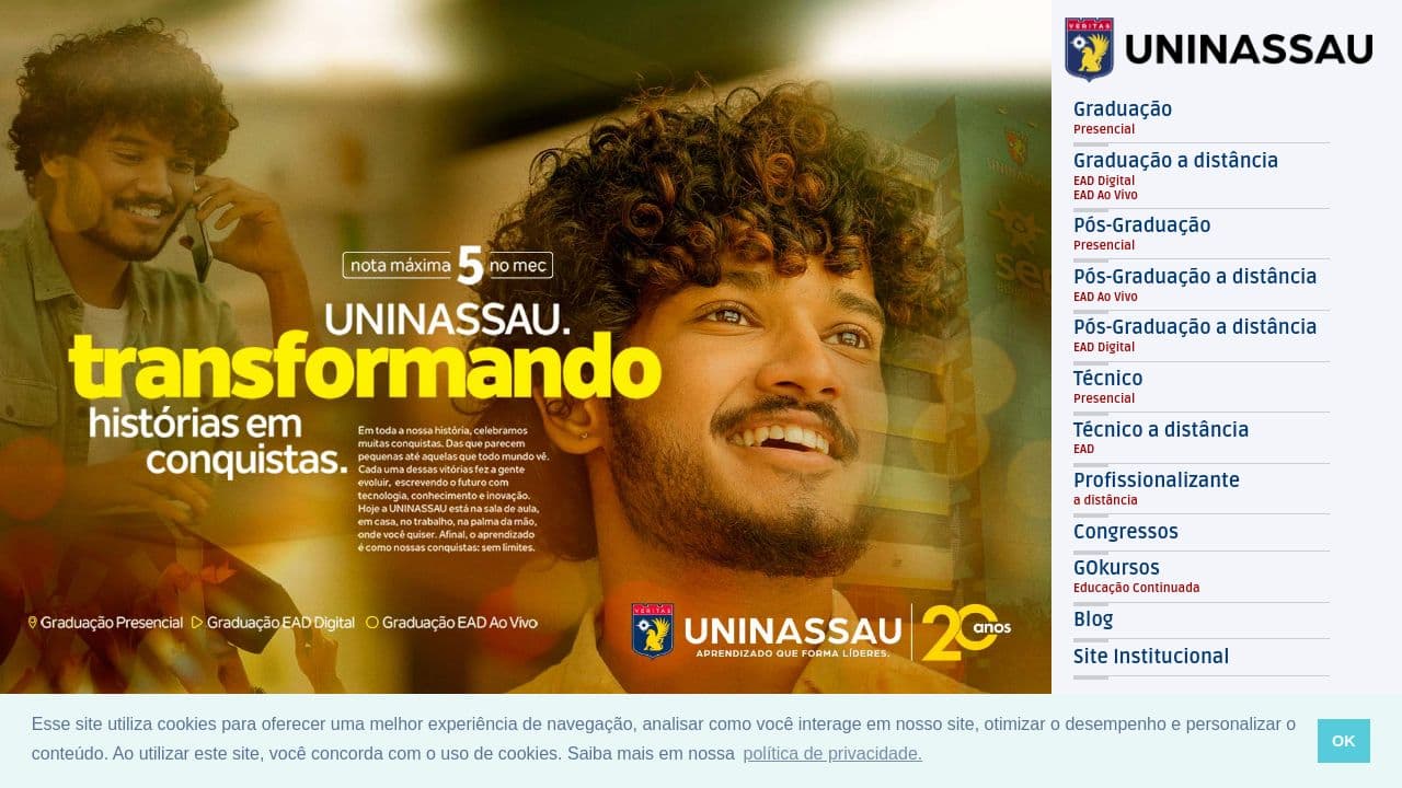 UNINASSAU website screenshot