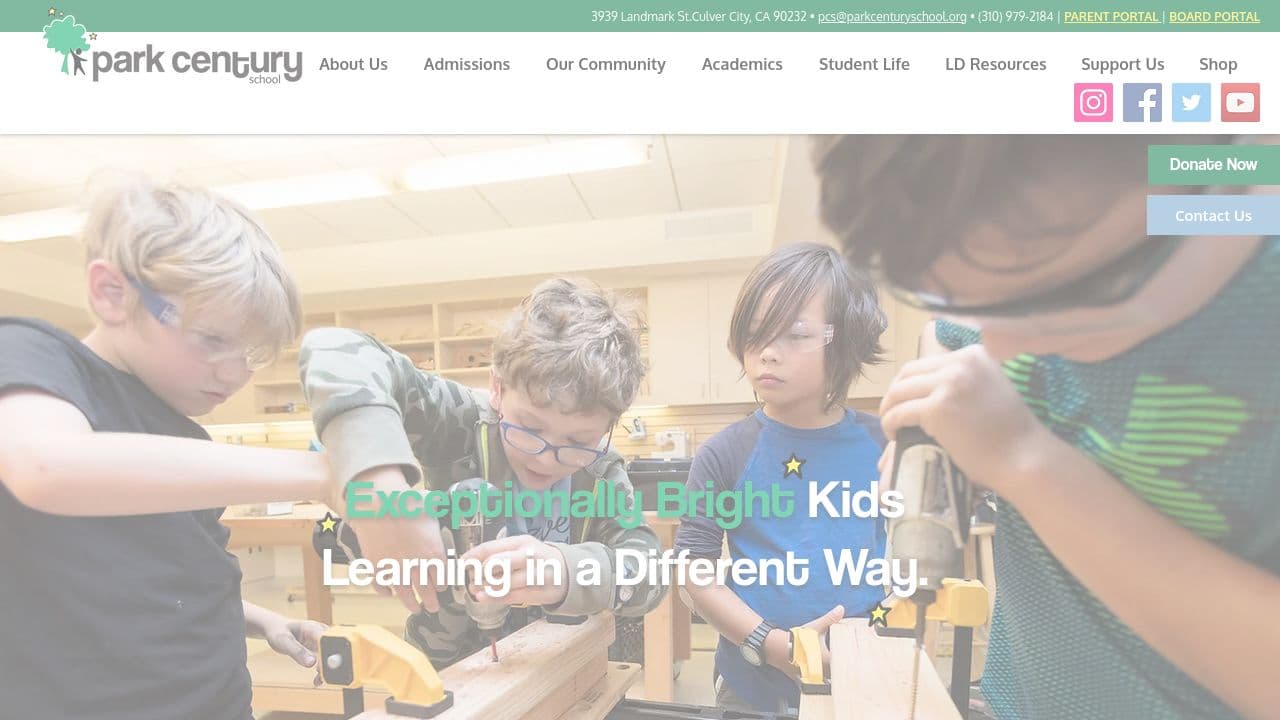 Park Century School website screenshot